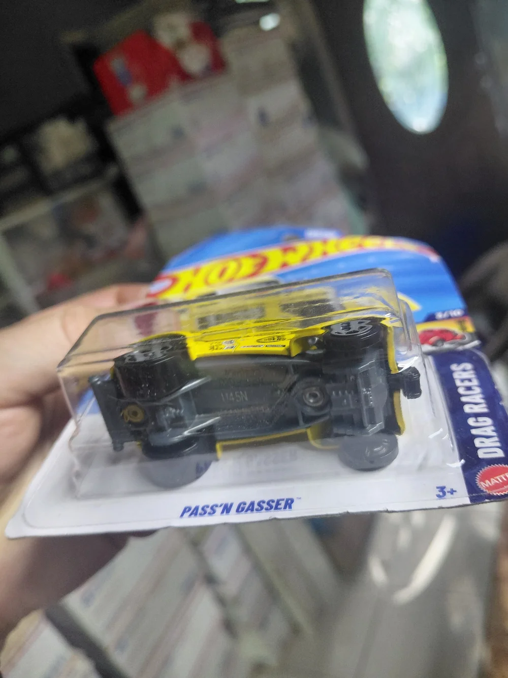 bright yellow Hot Wheels Pass'n Gasser from the 2026 Drag Racers series (3/10, c